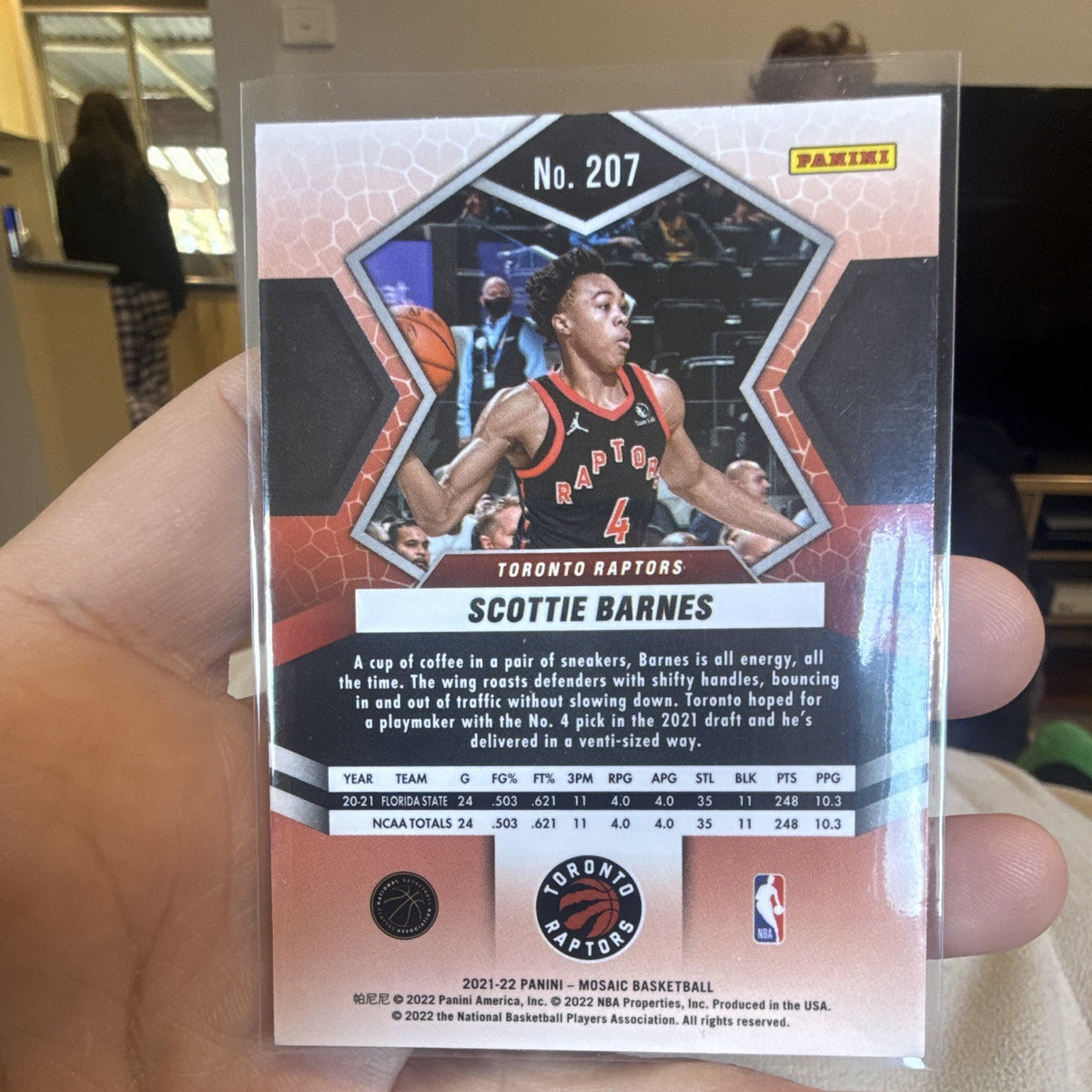 Panini 2021 22 Mosaic Basketball Scottie Barnes Rookie 207 Toronto Raptors1