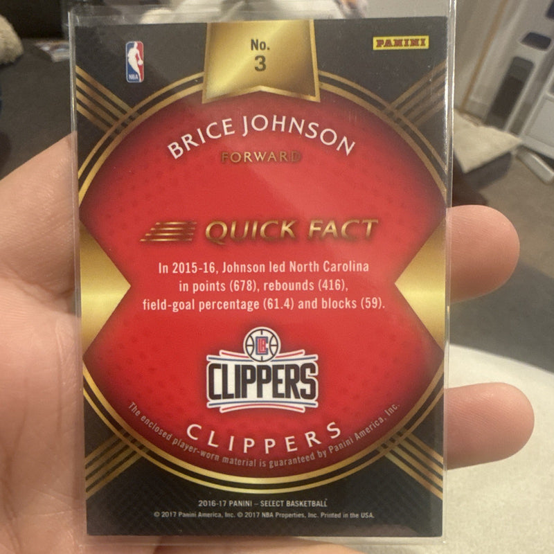 Panini 2016 17 Select Brice Johnson Jersey Patch Insert LA Clippers Card #31