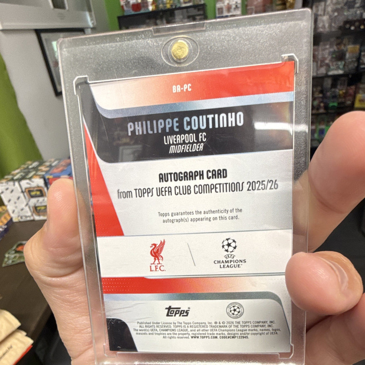 Topps Philippe Coutinho Auto Topps UEFA Club Competitions 2025/26 BA-PC 014/1504