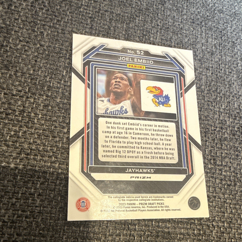 Panini 2023 Prizm Draft Picks Joel Embiid Pink Prizm Kansas Jayhawks 522