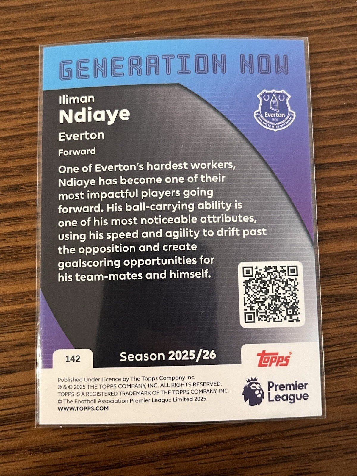 Iliman Ndiaye Generation Now Insert Topps Premier League Everton 142 2025/262