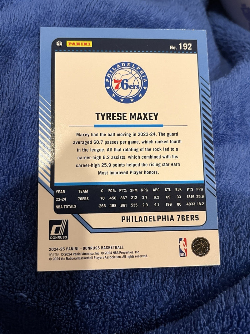 2024 25 Panini Donruss Basketball Tyrese Maxey Base #192 Philadelphia 76ers2