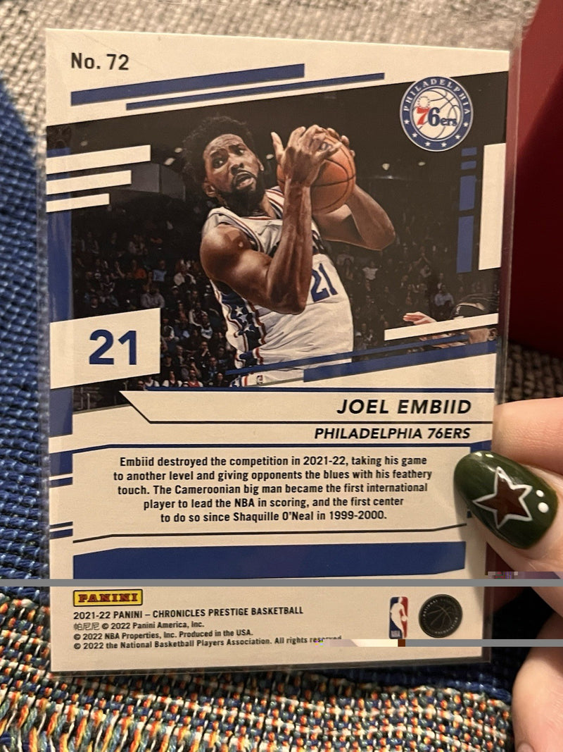 Panini 2021 22 Chronicles Prestige Basketball Joel Embiid Base Set #72 76ers2