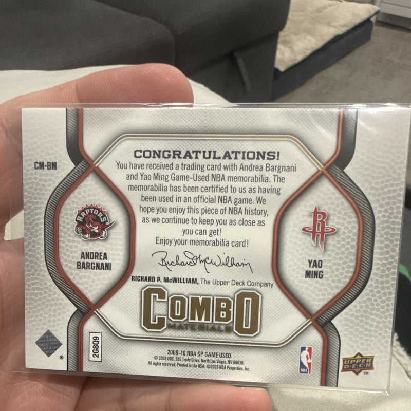 Upper Deck 2009 10 SP Game Used Combo Materials CM BM Bargnani/Yao Ming 19/351