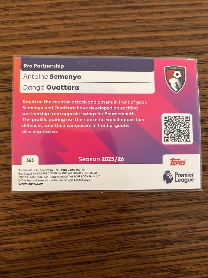 Topps Premier League Pro Partnership Insert 2025/26 #363 Semenyo Ouattara2