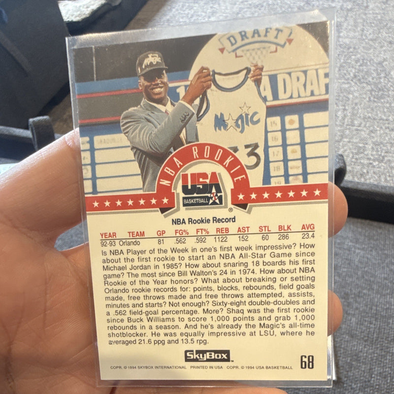 Shaquille O'Neal Rookie SkyBox USA Basketball 68 Orlando Magic NBA 1992 931