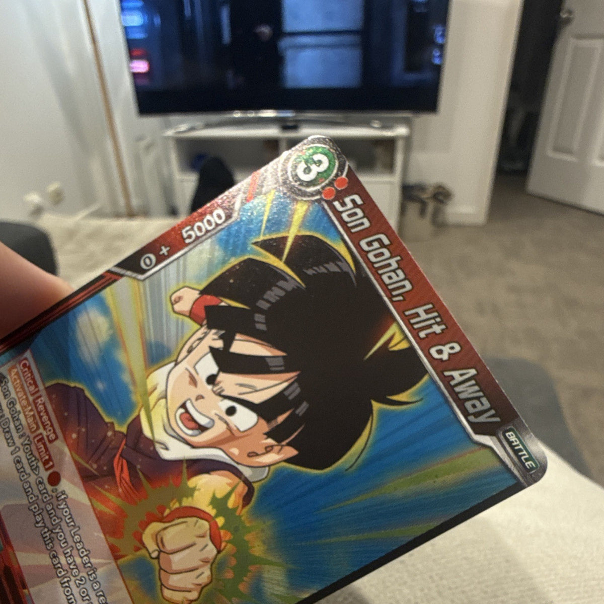 Bandai Son Gohan, Hit & Away Rare Foil Ultra Bolt BT28-007 Battle Card2