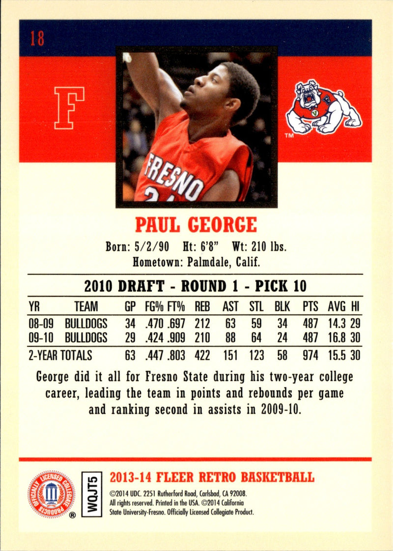 Paul George Base Fleer Retro 18 NM1