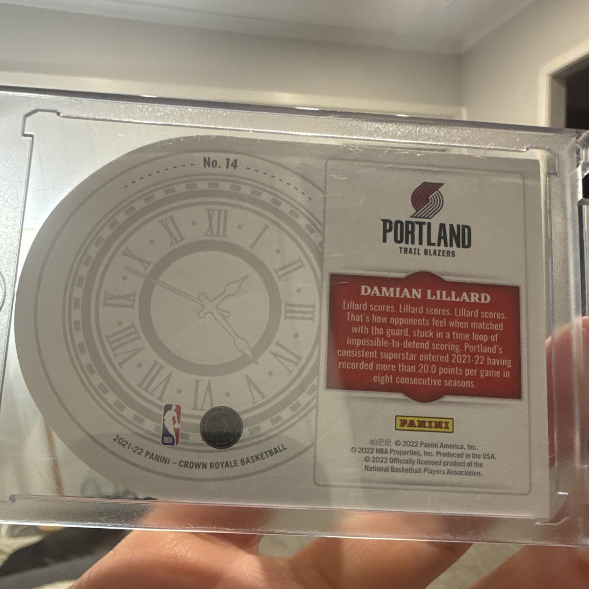 Panini Crown Royale 2021 22 Test of Time No.14 Damian Lillard 36/991