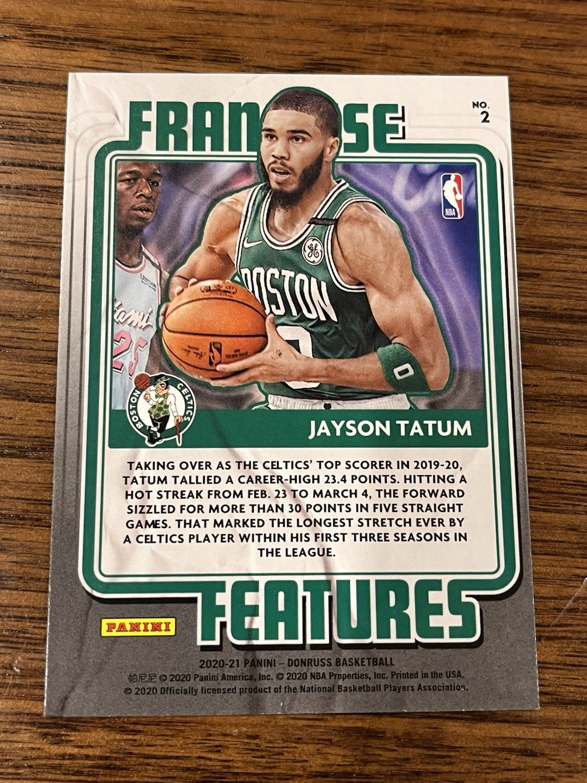 Panini Donruss 2020 21 Jayson Tatum Franchise Features No. 2 Boston Celtics2