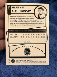 Panini Hoops 2021 22 Klay Thompson Base Set Golden State Warriors #82