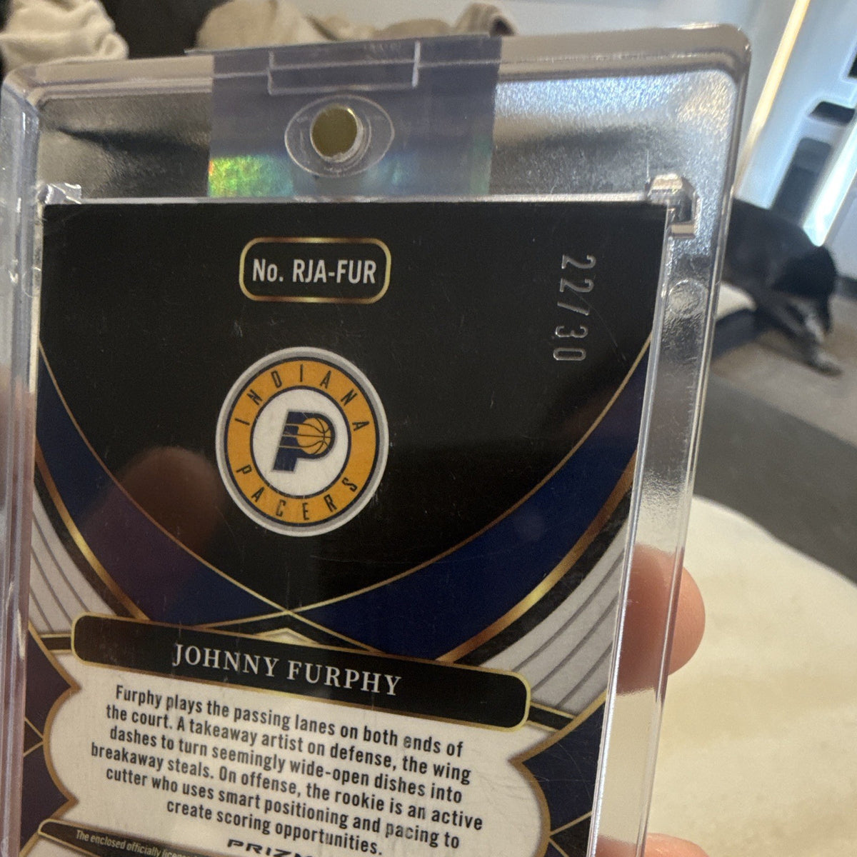 Panini Select 2024-25 Johnny Furphy Pacers Rookie Patch Auto RJA-FUR 22/305