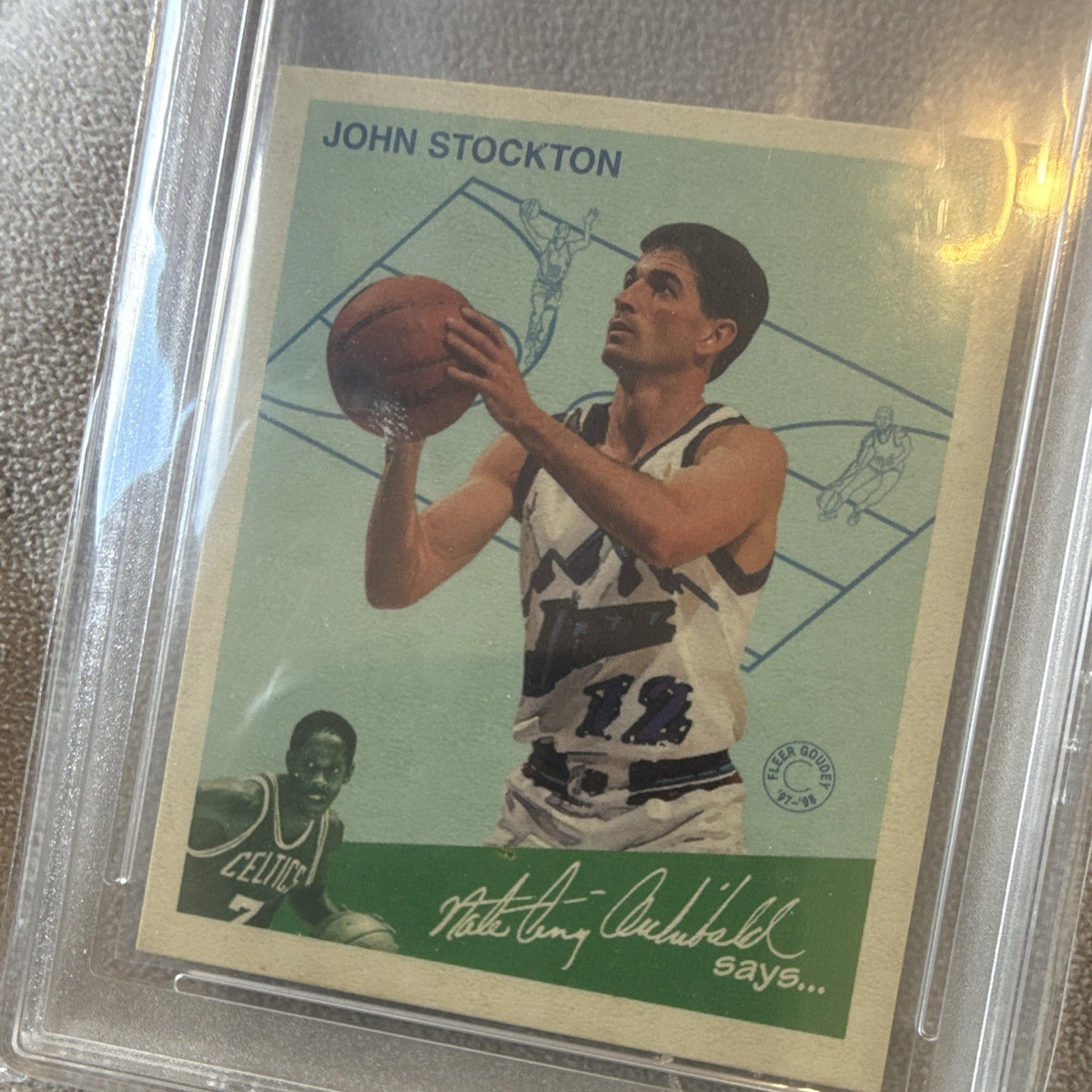 Fleer 1997-98 John Stockton Goudey Greats Insert #13 AiGrading 9 Mint2