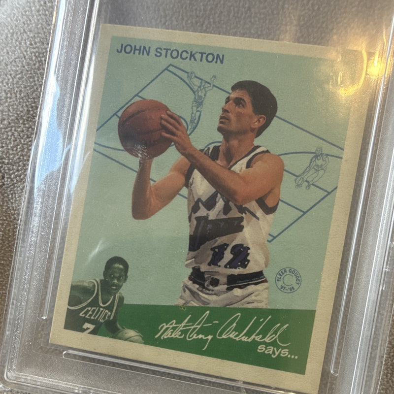 Fleer 1997-98 John Stockton Goudey Greats Insert #13 AiGrading 9 Mint2