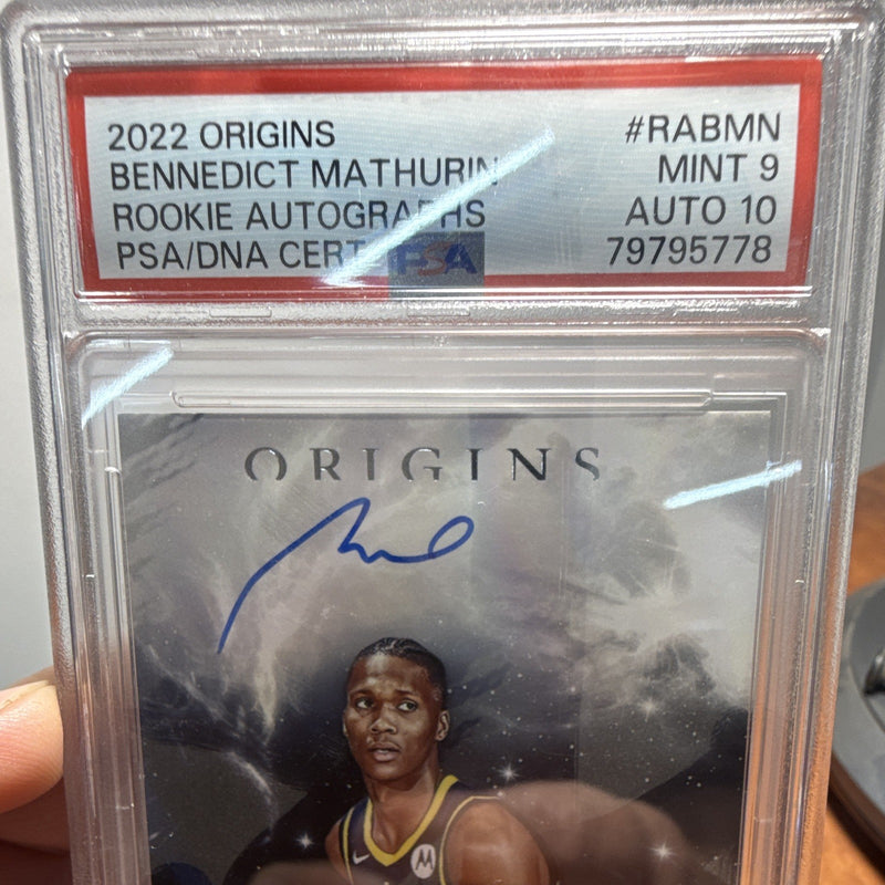 2022-23 Panini Origins Bennedict Mathurin Rookie Auto RA-BMN PSA 9/10 Pacers1