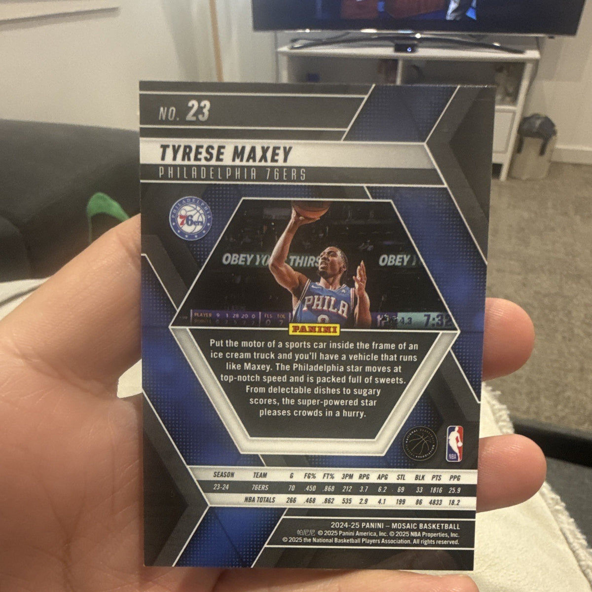 Panini 2024 25 Mosaic Basketball Tyrese Maxey Base Set Philadelphia 76ers #231