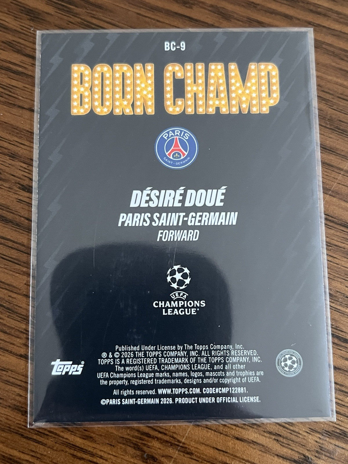 Topps Désiré Doué Born Champ Insert BC 9 UEFA Champions League PSG2