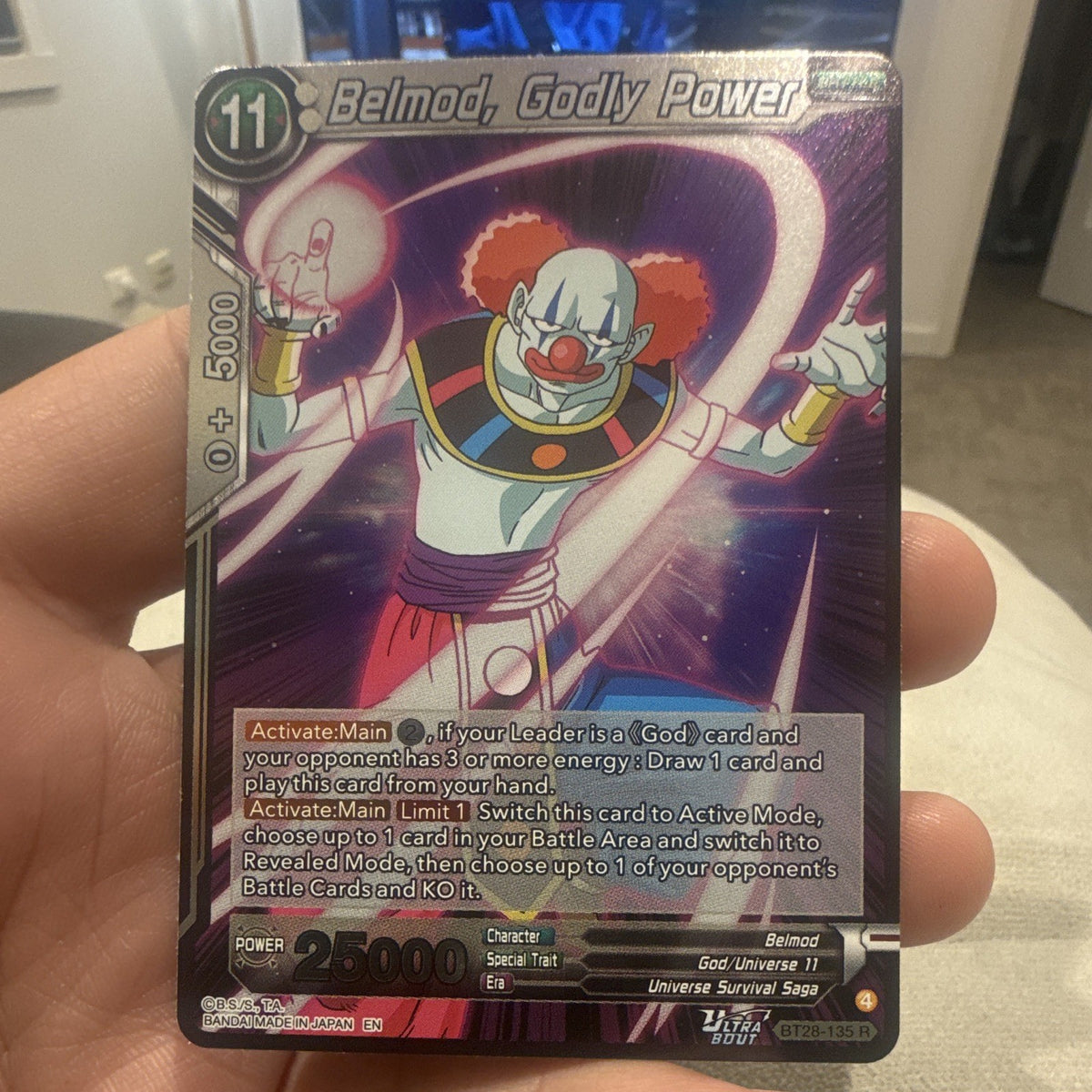 Bandai Dragon Ball Super Belmod, Godly Power Extra Foil Rare BT28-1350