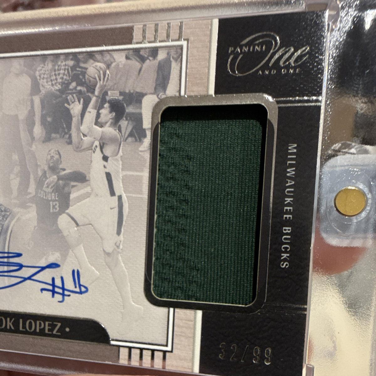 Panini One and One Brook Lopez Auto Patch JA-BLZ 32/99 Milwaukee Bucks1