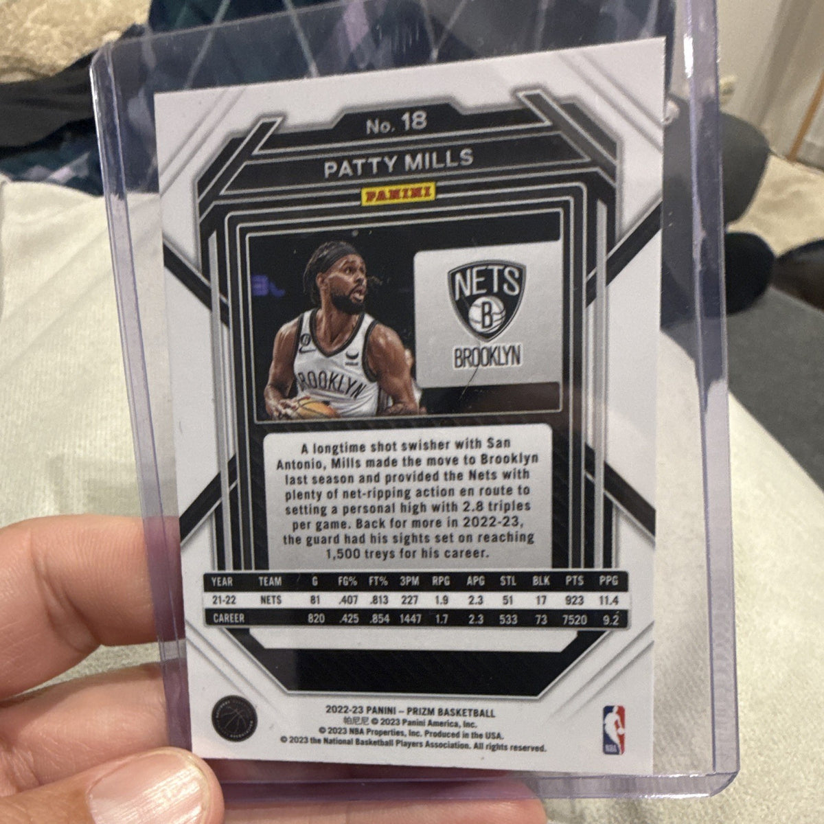 Panini Prizm 2022-23 Basketball Patty Mills Base Set Brooklyn Nets #18 Card1
