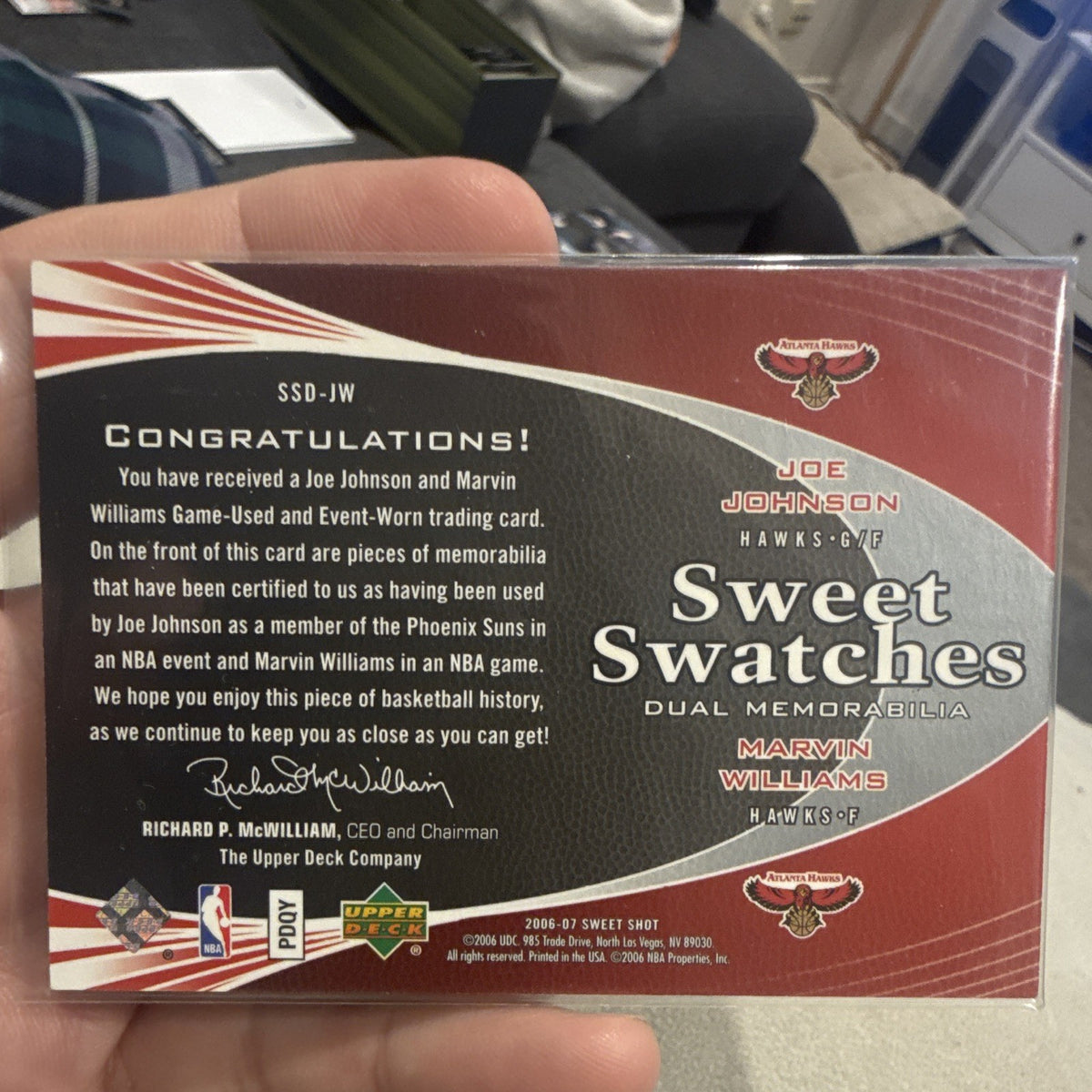 Upper Deck Sweet Shot Sweet Swatches Dual Memo SSD JW 046/1991