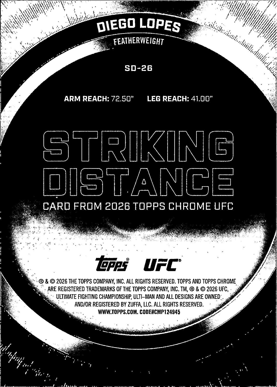 Diego Lopes Striking Distance SD 26 Topps Chrome UFC   Striking Distance NM1