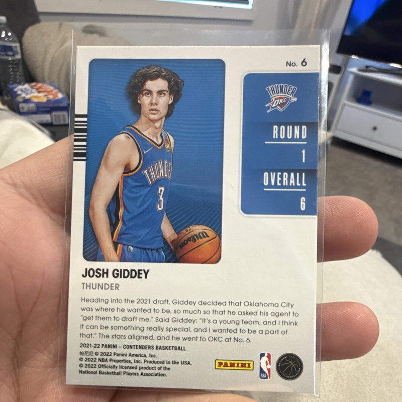 Panini Josh Giddey Rookie 2021 22 Contenders 2021 Draft Class #6 OKC2