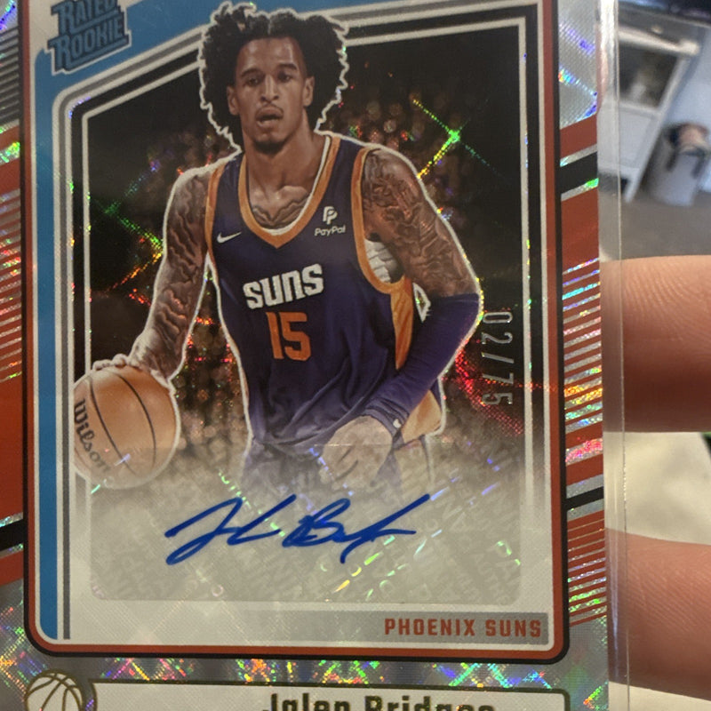 Panini Donruss 2024 25 Rated Rookie Jalen Bridges Auto 12/75 Suns 2881