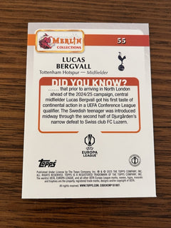 Topps Merlin Collections Lucas Bergvall Rookie #55 Tottenham UEFA Europa 2024 252