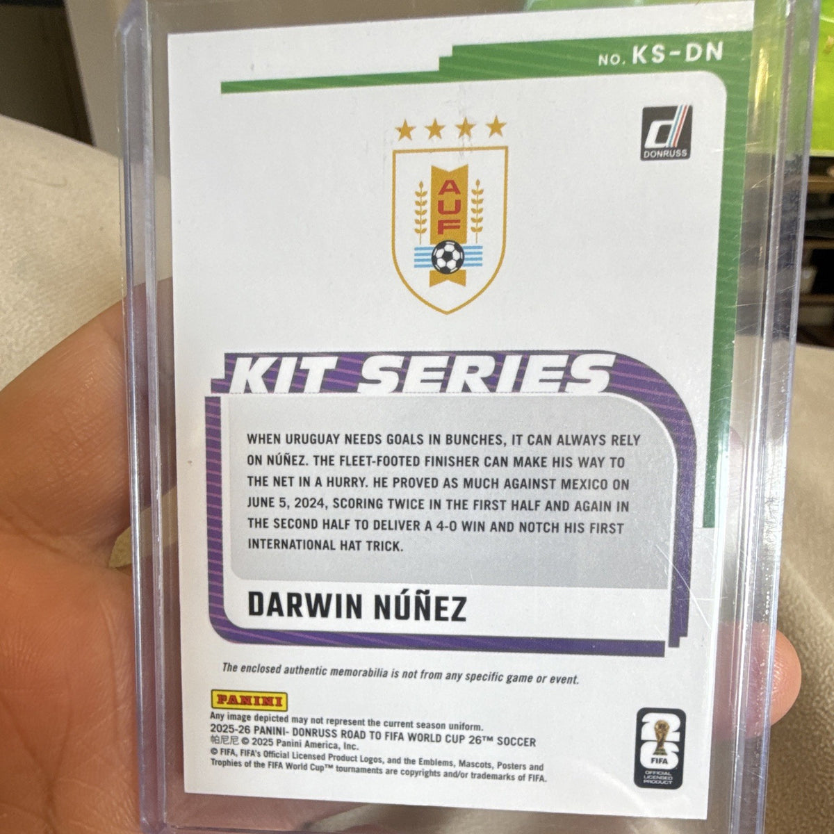 Panini Donruss Road to FIFA World Cup 26 Kit Series Darwin Núñez KS DN1
