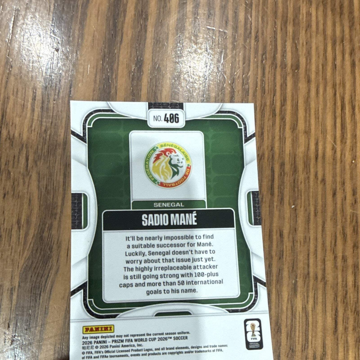 Panini Prizm FIFA World Cup 2026 Prizm #406 Sadio Mané Senegal2