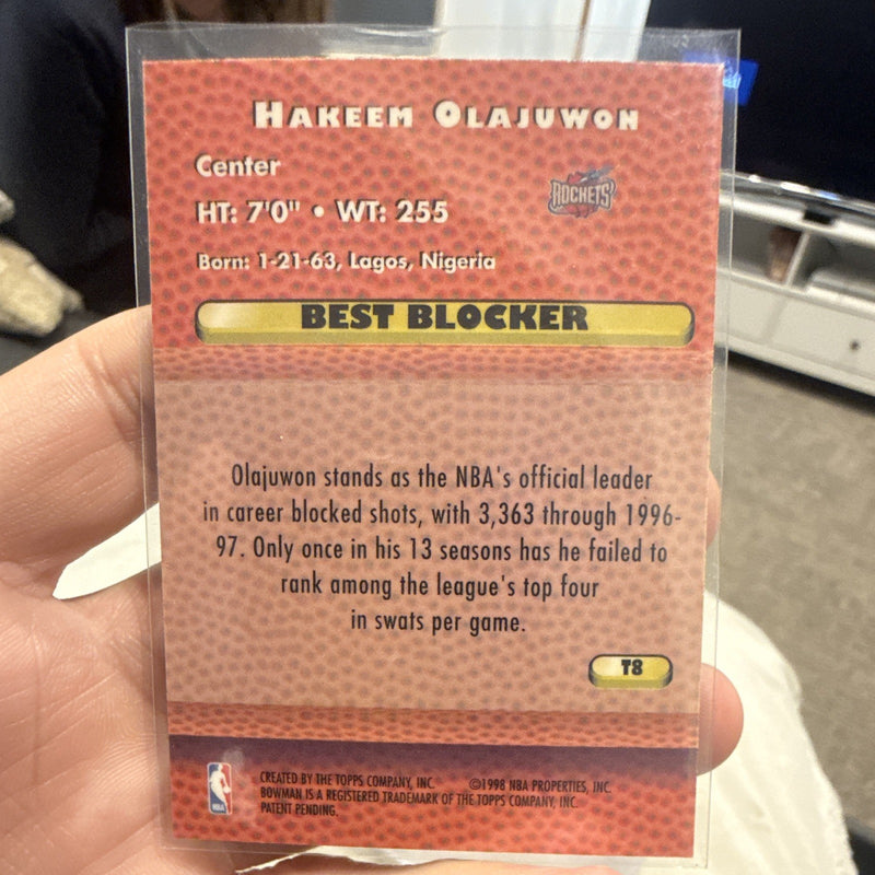 Topps 1998 Bowman's Best Best Techniques T8 Hakeem Olajuwon Rockets1