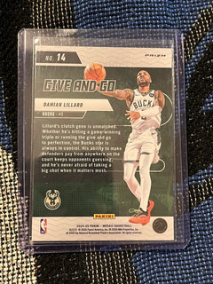 Panini 2024 25 Mosaic Give and Go Prizm Insert No.14 Damian Lillard Bucks2