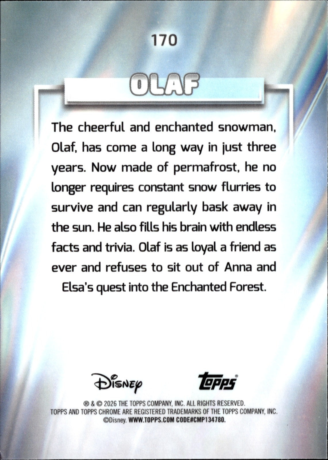 Olaf Base Topps Chrome Disney 170 NM1