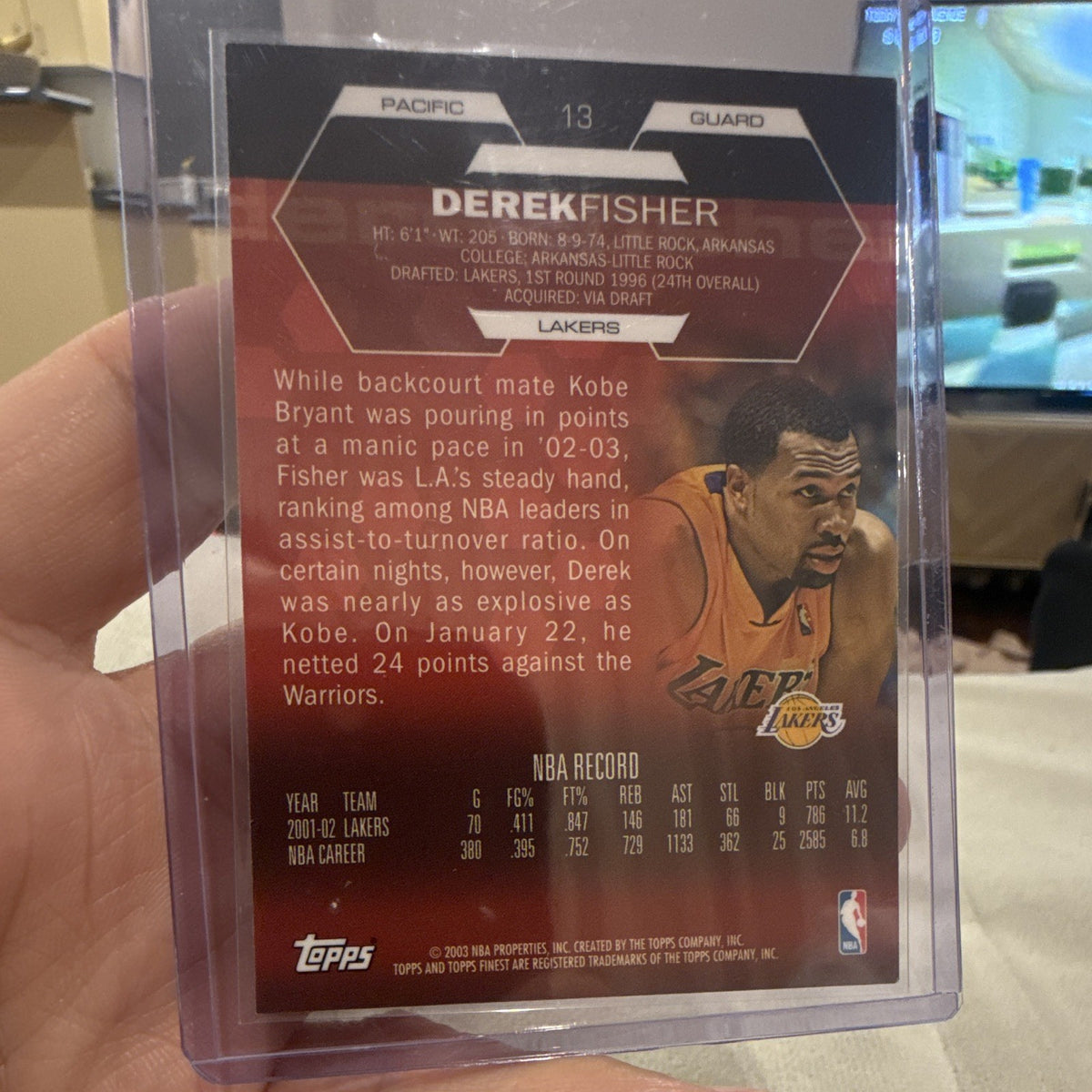 Topps 2003 Finest Hard Guard Insert Derek Fisher Los Angeles Lakers #131