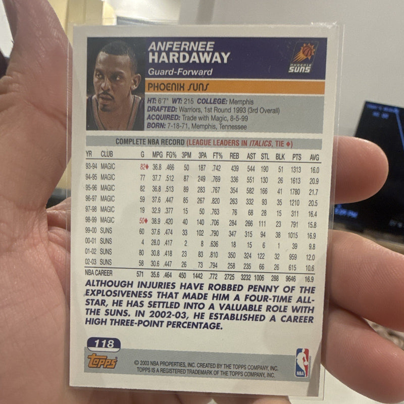 Topps 2003 04 Base Set #118 Anfernee Hardaway Phoenix Suns Basketball Card1