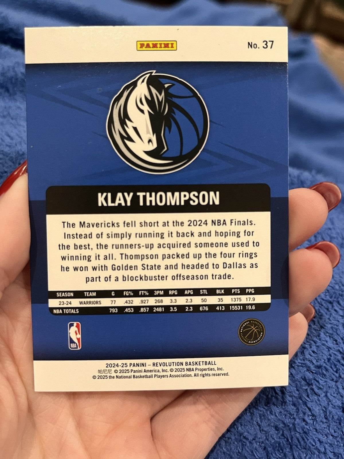 Panini Revolution Klay Thompson Parallel/Variety #37 Mavericks 2024 252