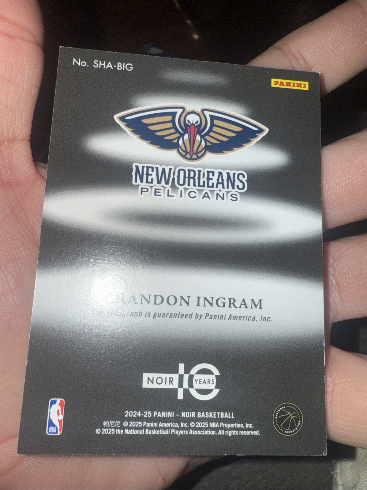 Brandon Ingram Pelicans 2024 25 Panini Noir Shadow Signatures On Card Auto /752