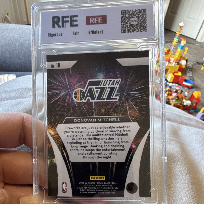 2021 22 Panini Prizm Fireworks #10 Donovan Mitchell Utah Jazz RFE 9.53