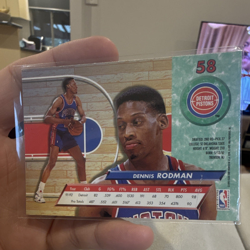 Fleer Ultra 1992 93 Dennis Rodman Base Detroit Pistons #58 NBA Card1