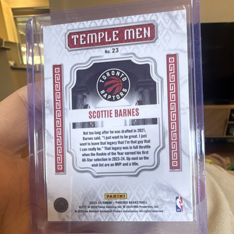 Panini 2023 24 Phoenix Scottie Barnes Temple Men Insert No. 23 Raptors NBA1