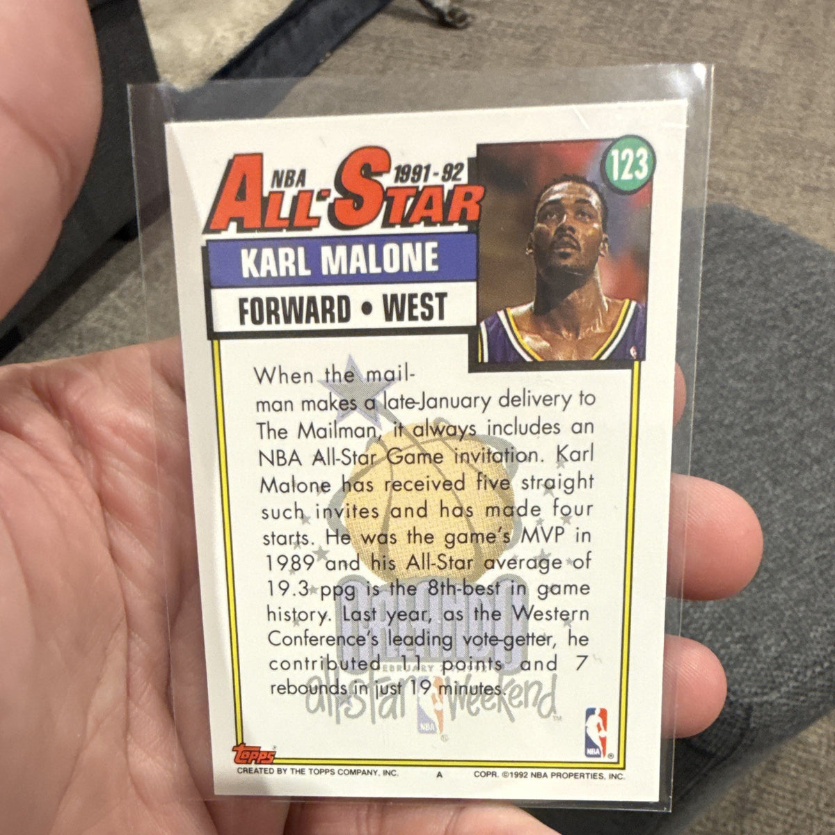 Topps Karl Malone Insert NBA All Star 1991 92 #123 Utah Jazz Card1