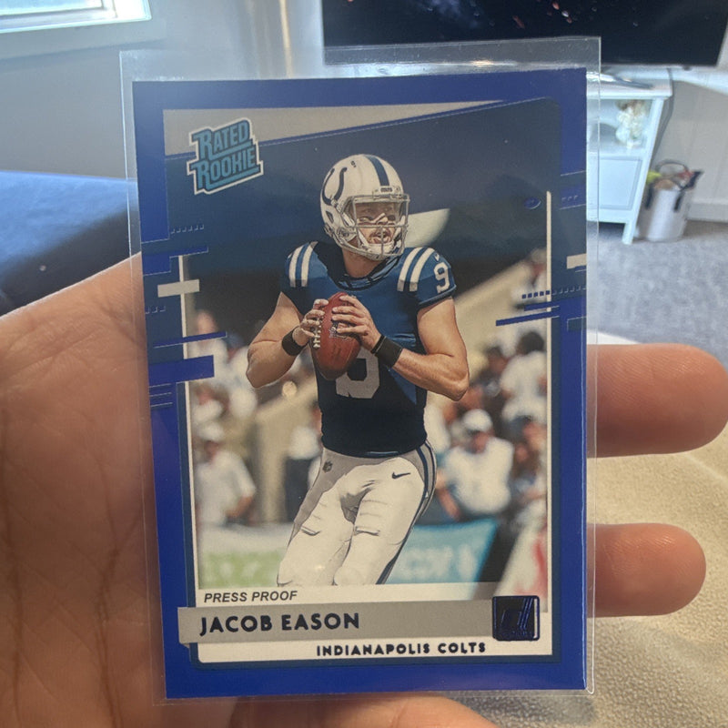 Panini Donruss Press Proof Blue Rated Rookie Jacob Eason Colts #312 20200