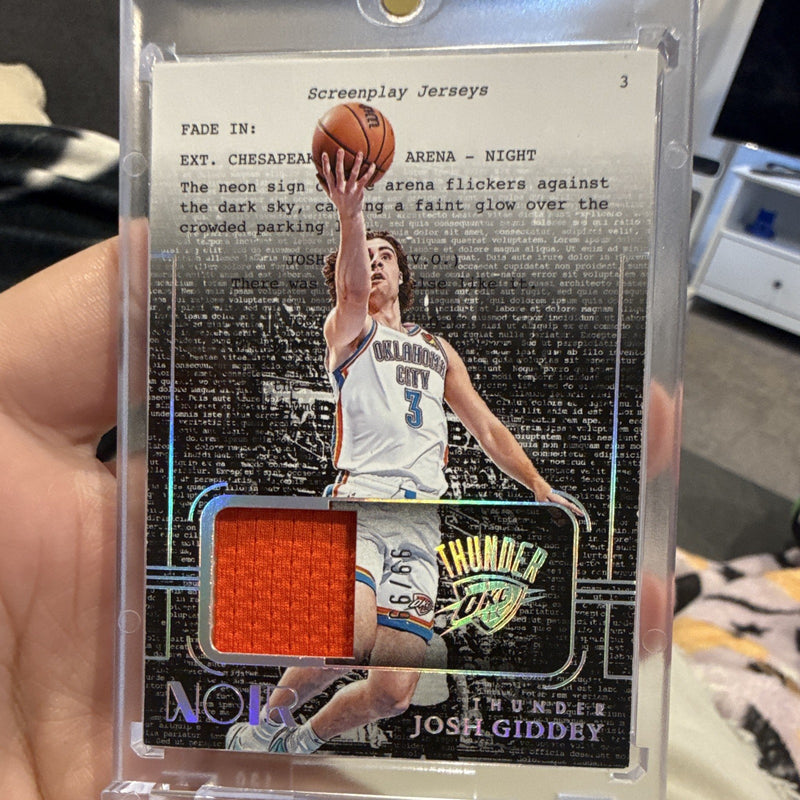 Panini Noir Screenplay Jerseys Josh Giddey OKC Thunder SJ GID 99/99 Bookend!0