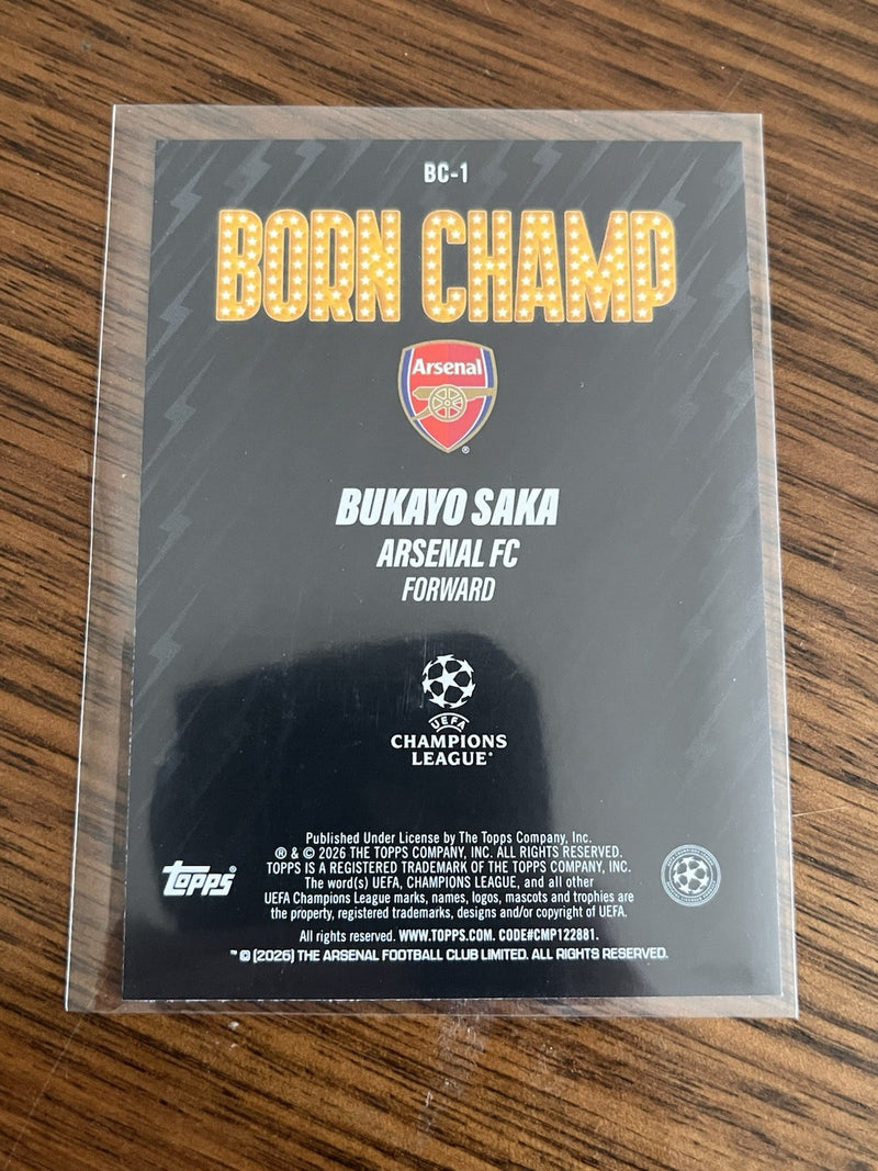 Topps Bukayo Saka Born Champ BC 1 Arsenal FC UEFA Champions League Insert2