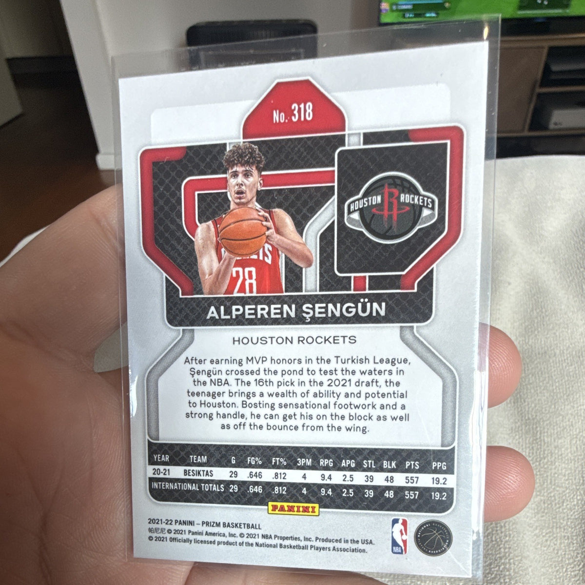 Panini Prizm Basketball 2021 22 Alperen Şengün Rookie RC #318 Rockets1
