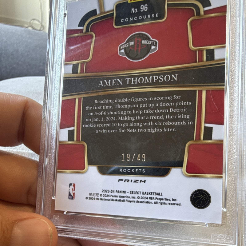 Amen Thompson 2023 24 Select Concourse Bronze Checker Prizm RC #96 PSA 9 19/492