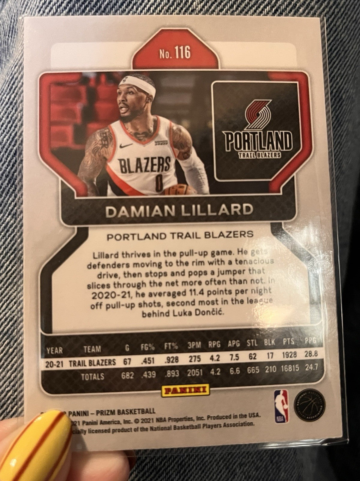Panini Prizm Basketball 2020-21 Damian Lillard Base 116 Trail Blazers2