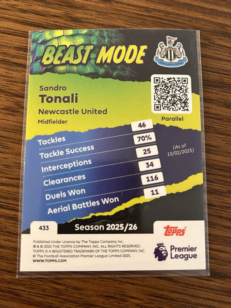 Topps Premier League Sandro Tonali Newcastle United Beast Mode Parallel 4332