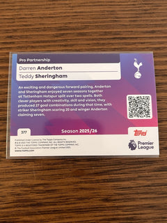 Topps Premier League Pro Partnership Insert Anderton Sheringham Tottenham 3772
